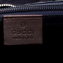 Pre Owned Gucci Dark Blue Web Diamante Nylon Tall Zip Tote 