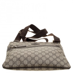 Pre Owned Gucci Beige/Brown GG Supreme Canvas Small Flat Messenger Bag