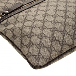 Pre Owned Gucci Beige/Brown GG Supreme Canvas Small Flat Messenger Bag