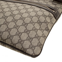 Pre Owned Gucci Beige/Brown GG Supreme Canvas Small Flat Messenger Bag