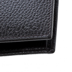 Pre Owned Gucci Dark Brown Grain Leather Bifold Wallet