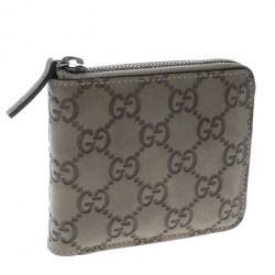 Gucci Taupe Guccissima Leather Zip Around Wallet 