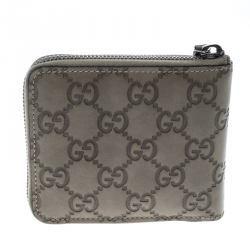 Gucci Taupe Guccissima Leather Zip Around Wallet 
