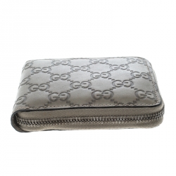 Gucci Taupe Guccissima Leather Zip Around Wallet 