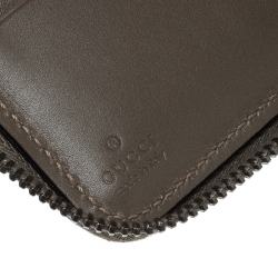 Gucci Taupe Guccissima Leather Zip Around Wallet 