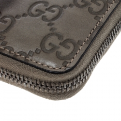 Gucci Taupe Guccissima Leather Zip Around Wallet 