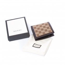 Gucci Beige/Brown GG Canvas and Leather Bifold Wallet