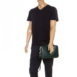 Gucci Dark Green Guccissima Leather Pouch 