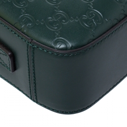 Gucci Dark Green Guccissima Leather Zip Wristlet Pouch