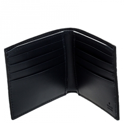 Gucci Navy Bllue Guccissima Leather Web Bifold Wallet