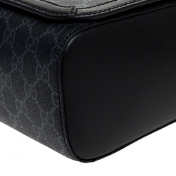 Gucci Black GG Supreme Canvas and Leather Web Messenger Bag