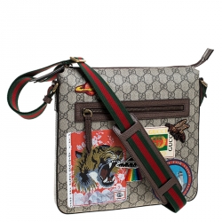 Gucci Beige GG Supreme Canvas and Leather Courrier Messenger Bag