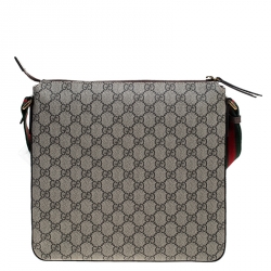 Gucci Beige GG Supreme Canvas and Leather Courrier Messenger Bag