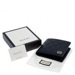 Gucci Navy Blue Guccissima Leather Bifold Wallet