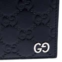 Gucci Navy Blue Guccissima Leather Bifold Wallet