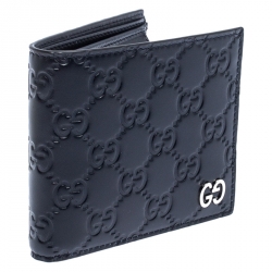 Gucci Navy Blue Guccissima Leather Bifold Wallet