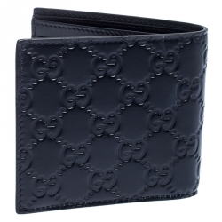 Gucci Navy Blue Guccissima Leather Bifold Wallet