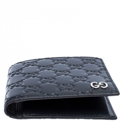 Gucci Navy Blue Guccissima Leather Bifold Wallet