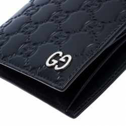 Gucci Navy Blue Guccissima Leather Bifold Wallet