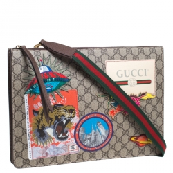Gucci Beige GG Supreme Canvas and Leather Courrier Messenger Bag