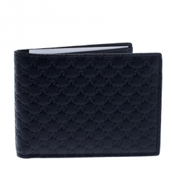 Gucci Navy Blue Microguccissima Leather Bifold Wallet