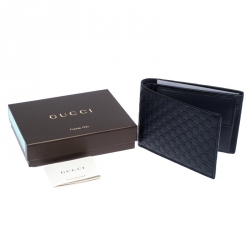 Gucci Navy Blue Microguccissima Leather Bifold Wallet