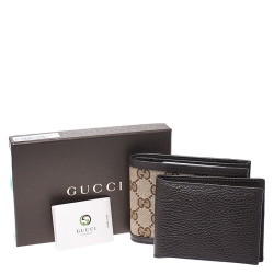 Gucci Beige/Brown GG Canvas Dollar Bifold Wallet