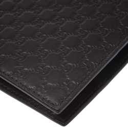 Gucci Dark Brown Micro Guccissima Leather Bifold Wallet