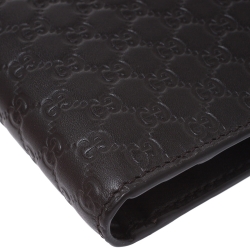 Gucci Dark Brown Micro Guccissima Leather Bifold Wallet