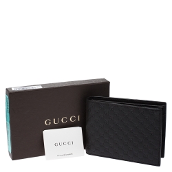 Gucci Dark Brown Micro Guccissima Leather Bifold Wallet