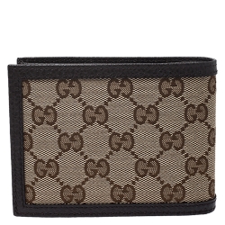 Gucci Beige/Brown GG Canvas and Leather Bi-fold Wallet