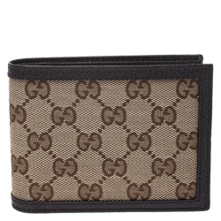 Gucci Beige/Brown GG Canvas and Leather Bi-fold Wallet