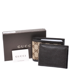 Gucci Beige/Brown GG Canvas and Leather Bi-fold Wallet