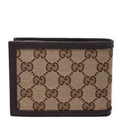 Gucci Beige/Brown GG Canvas and Leather Bi-fold Wallet