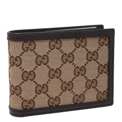 Gucci Beige/Brown GG Canvas and Leather Bi-fold Wallet