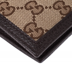 Gucci Beige/Brown GG Canvas and Leather Bi-fold Wallet