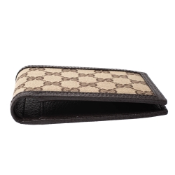Gucci Beige/Brown GG Canvas and Leather Bi-fold Wallet