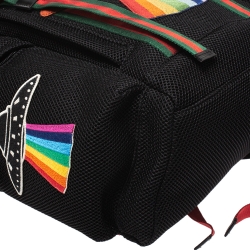 Gucci Black Mesh Fabric Hollywood Embroidered Backpack
