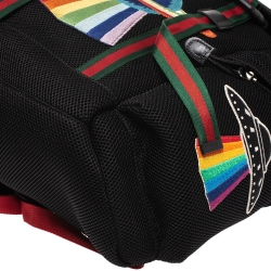 Gucci Black Mesh Fabric Hollywood Embroidered Backpack