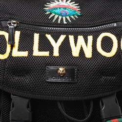 Gucci Black Mesh Fabric Hollywood Embroidered Backpack