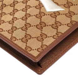 Gucci Beige GG Canvas and Leather NY Yankees™ Patch Wristlet Pouch