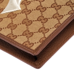 Gucci Beige GG Canvas and Leather NY Yankees™ Patch Wristlet Pouch