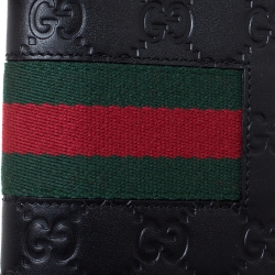 Gucci Black Guccissima Leather Web Long Wallet
