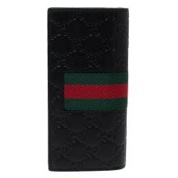 Gucci Black Guccissima Leather Web Long Wallet