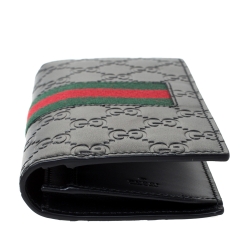 Gucci Black Guccissima Leather Web Long Wallet