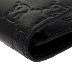 Gucci Black Guccissima Leather Web Long Wallet