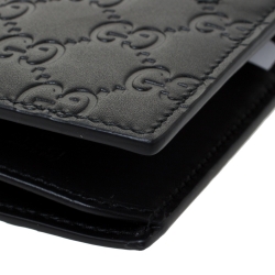Gucci Black Guccissima Leather Web Long Wallet