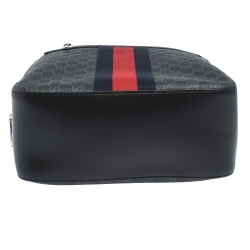 Gucci Black GG Supreme Canvas and Leather Web Backpack