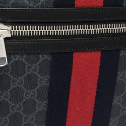 Gucci Black GG Supreme Canvas and Leather Web Backpack