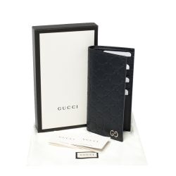 Gucci Navy Blue Guccissima Leather Long Wallet
